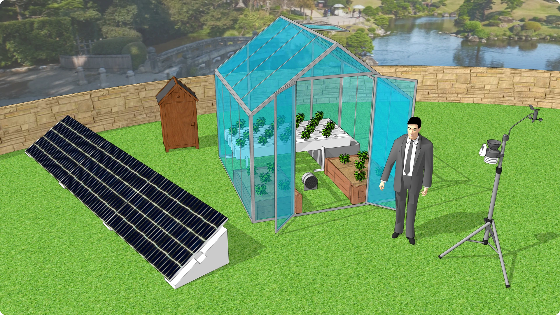 Laboratorio di coltura aeroponica e classica outdoor ad energie rinnovabili