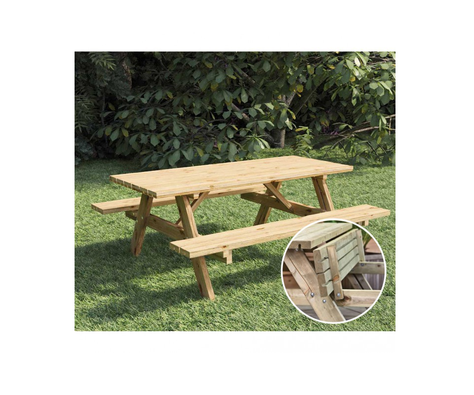 Tavolo e panche in legno da esterno