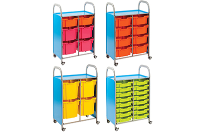 Carrello mobile didattico a 2 colonne con vassoi colorati estraibili e trasportabili