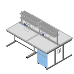 Banco centrale piano Porcellanato ECO-GRES cm 240x156x90H con porta reagenti in metallo