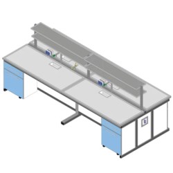 Banco centrale piano Porcellanato ECO-GRES cm 360x156x90H con porta reagentario in metallo
