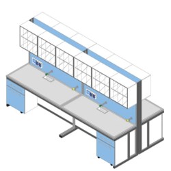 Banco centrale piano Porcellanato ECO-GRES cm 360x166x90/210H con vetrine autoportanti