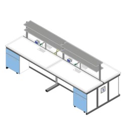 Banco centrale piano Polipropilene cm 360x156x90H con porta reagentario in metallo