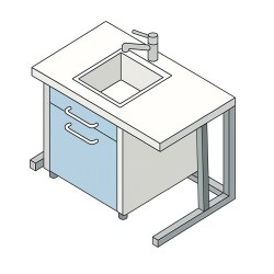 Lavello in porcellanato monolitico eco-gres cm 120x75x90h per banchi centrali o a parete