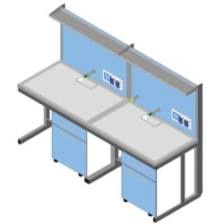 Banco parete piano Porcellanato ECO-GRES cm 240x83x90/170H con porta servizi e 1 ripiano