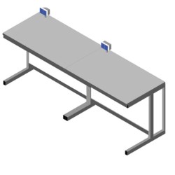 Tavolo appoggio strumenti 240x75x90H piano HPL Duropal
