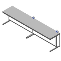 Tavolo appoggio strumenti 360x75x90H piano HPL Duropal