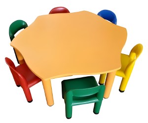 Tavolo sagomato esagonale top melaminico - 120x110xh52